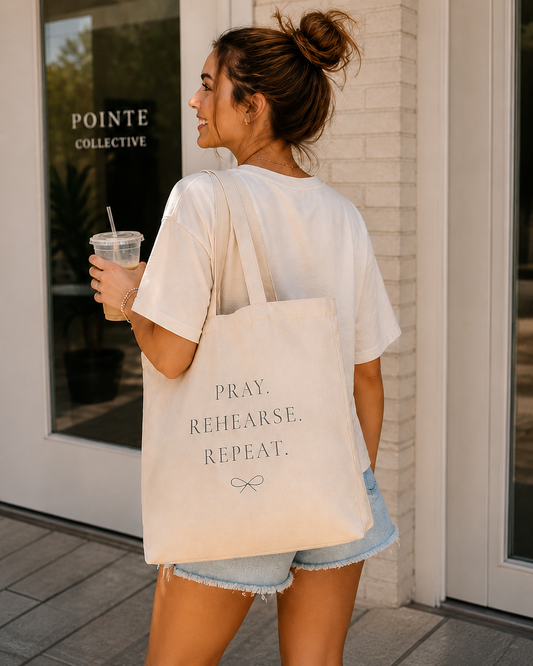 Pray. Rehearse. Repeat. Tote Bag