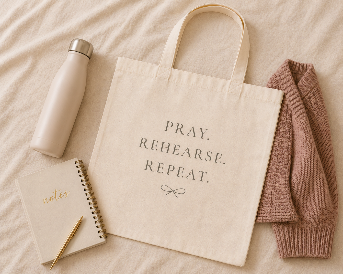 Pray. Rehearse. Repeat. Tote Bag