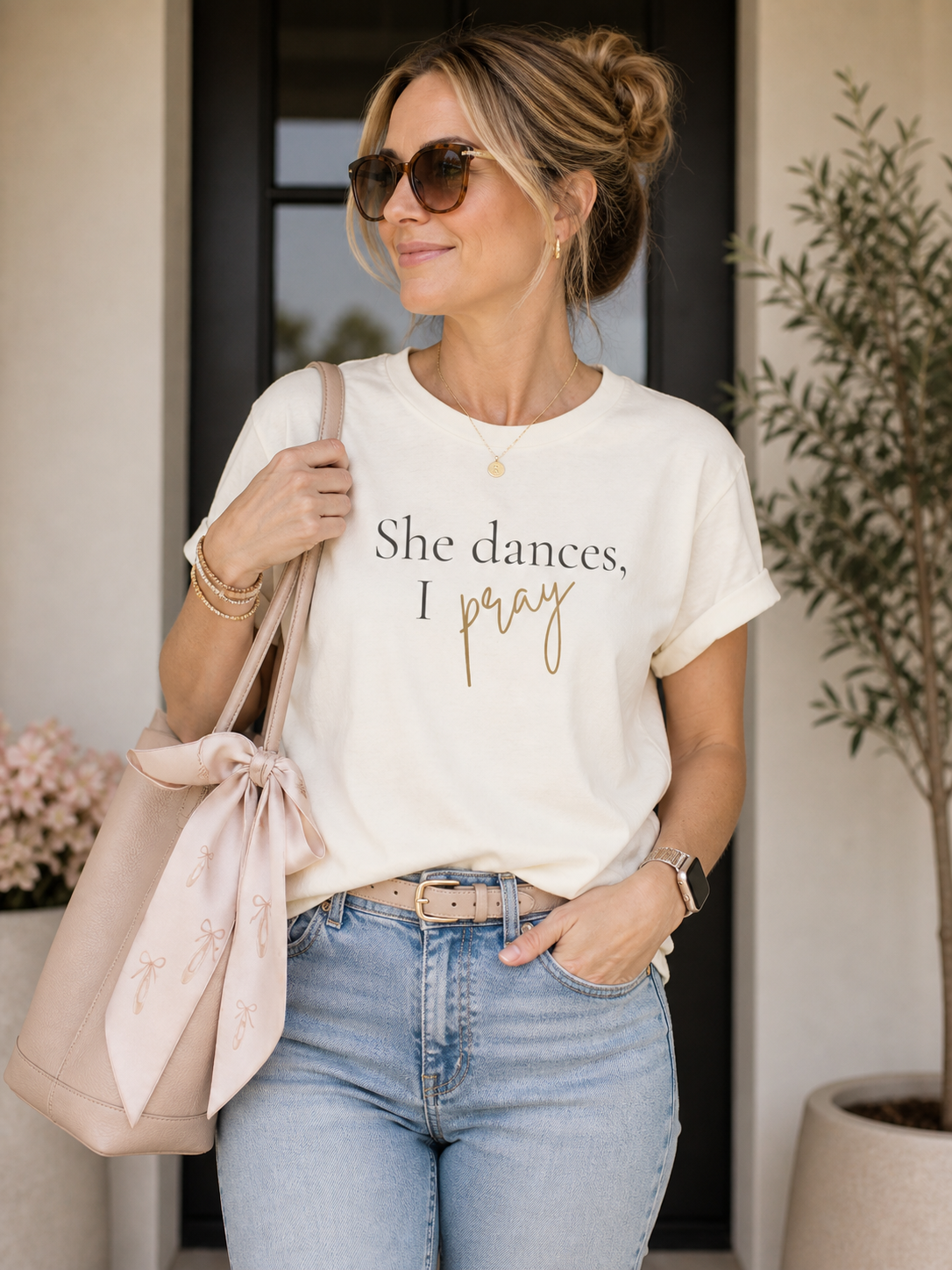 She Dances, I Pray Tee | Faith-Inspired Dance Mom Shirt