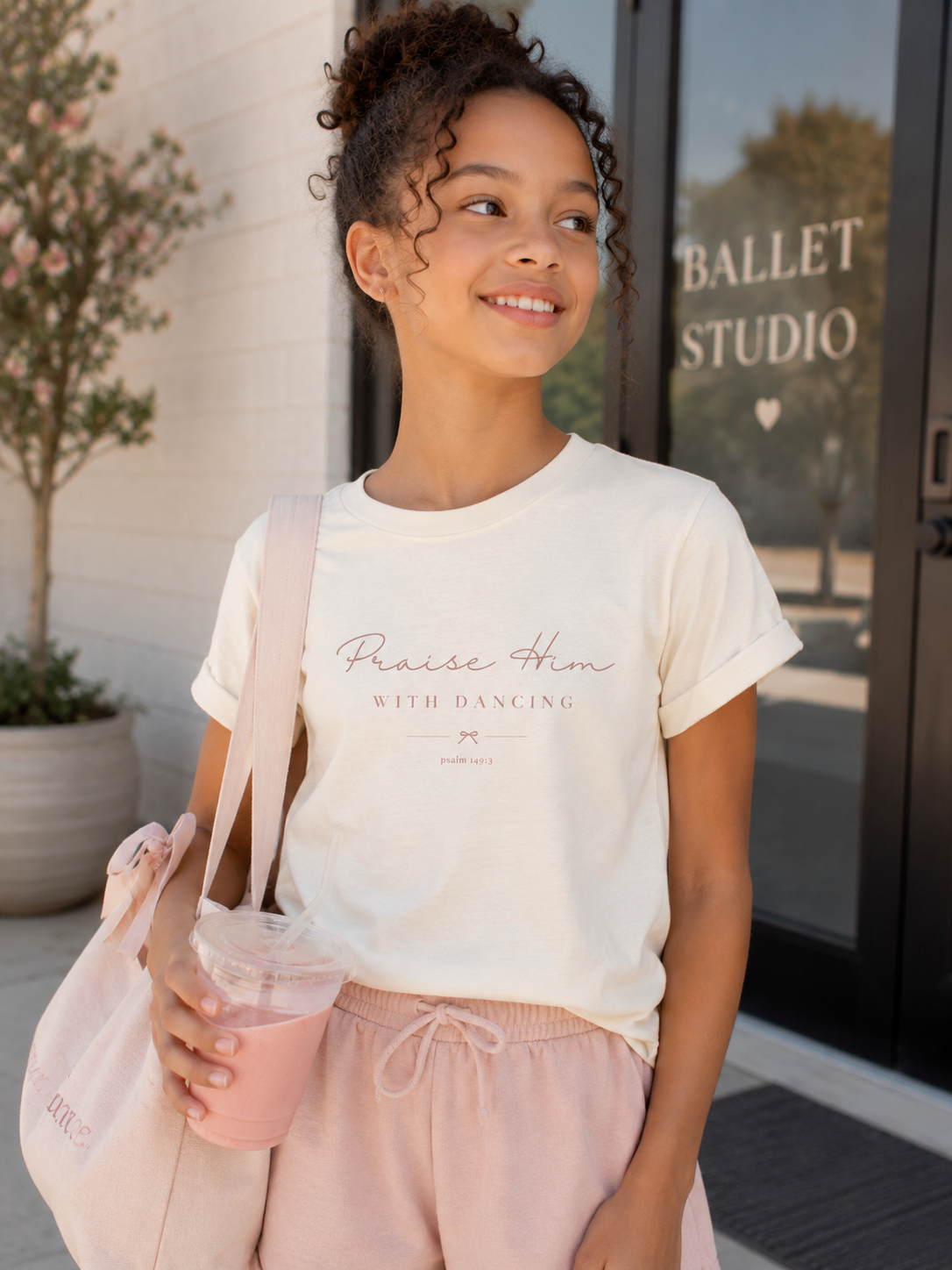 Praise Him with Dancing Youth Tee | Faith-Inspired Ballet Shirt